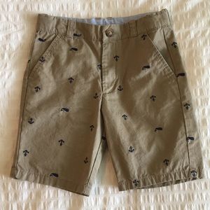 Khaki Flat Front Shorts: never worn, washed once.